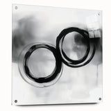 Minimalist Abstract Wall Art – Black and Gray Circular Brush Design