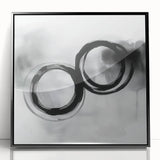 Minimalist Abstract Wall Art – Black and Gray Circular Brush Design