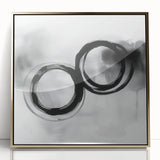 Minimalist Abstract Wall Art – Black and Gray Circular Brush Design