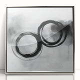 Minimalist Abstract Wall Art – Black and Gray Circular Brush Design