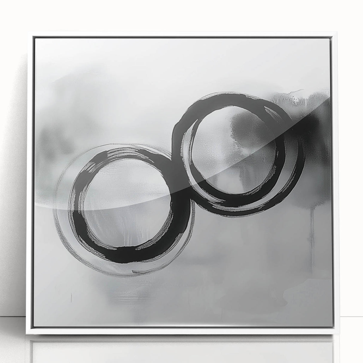 Minimalist Abstract Wall Art – Black and Gray Circular Brush Design