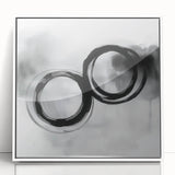 Minimalist Abstract Wall Art – Black and Gray Circular Brush Design