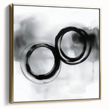 Minimalist Abstract Wall Art – Black and Gray Circular Brush Design