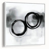 Minimalist Abstract Wall Art – Black and Gray Circular Brush Design