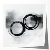 Minimalist Abstract Wall Art – Black and Gray Circular Brush Design