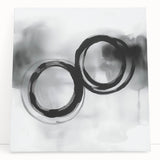 Minimalist Abstract Wall Art – Black and Gray Circular Brush Design