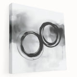 Minimalist Abstract Wall Art – Black and Gray Circular Brush Design