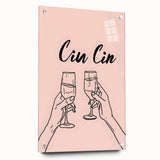 Large abstract wall art on acrylic glass depicting swirling shades of blue and white, suitable for dining room decor.