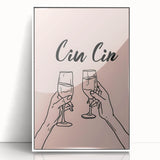 Mid-century modernist art depicting assorted fruits in vibrant colors on a white acrylic framed poster.