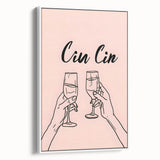 Vintage poster art of colorful food and drinks on a large framed canvas, ideal for living room decor.