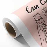 Art deco poster of food and drinks in pastel shades on rolled canvas, suitable for dining room wall art.