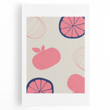 Black and white stretched canvas featuring a large, photorealistic array of assorted fruits, ideal for kitchen wall art.