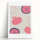 Black and white photo of assorted fruits on stretched canvas, ideal for kitchen wall art.