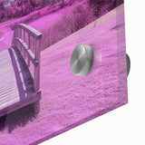 Close-up of a landscape bridge design crafted from acrylic glass, showcasing intricate details and vibrant colors, perfect for modern home decor.