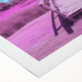 Rolled canvas print showcasing a vibrant landscape bridge design, featuring lush greenery and a serene waterway, elegantly packaged in a protective cardboard tube.