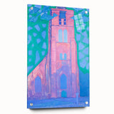 Modern Wall Art - Abstract Church Tower Scene - Vibrant Colorful Print