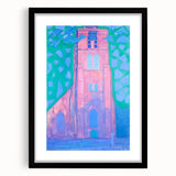 Modern Wall Art - Abstract Church Tower Scene - Vibrant Colorful Print