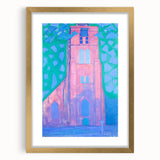 Modern Wall Art - Abstract Church Tower Scene - Vibrant Colorful Print