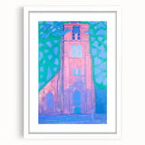 Modern Wall Art - Abstract Church Tower Scene - Vibrant Colorful Print