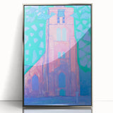 Modern Wall Art - Abstract Church Tower Scene - Vibrant Colorful Print
