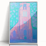 Modern Wall Art - Abstract Church Tower Scene - Vibrant Colorful Print