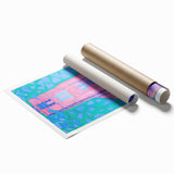 Modern Wall Art - Abstract Church Tower Scene - Vibrant Colorful Print