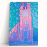 Modern Wall Art - Abstract Church Tower Scene - Vibrant Colorful Print