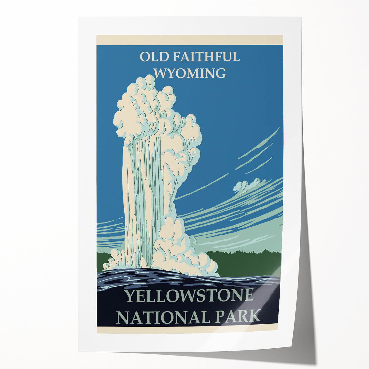 Vintage Yellowstone Old Faithful Poster - Retro National Park Art