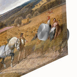 Realism Art Print of a Scenic Harvest Scene with Horses and Farmers
