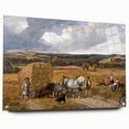 Realism Art Print of a Scenic Harvest Scene with Horses and Farmers