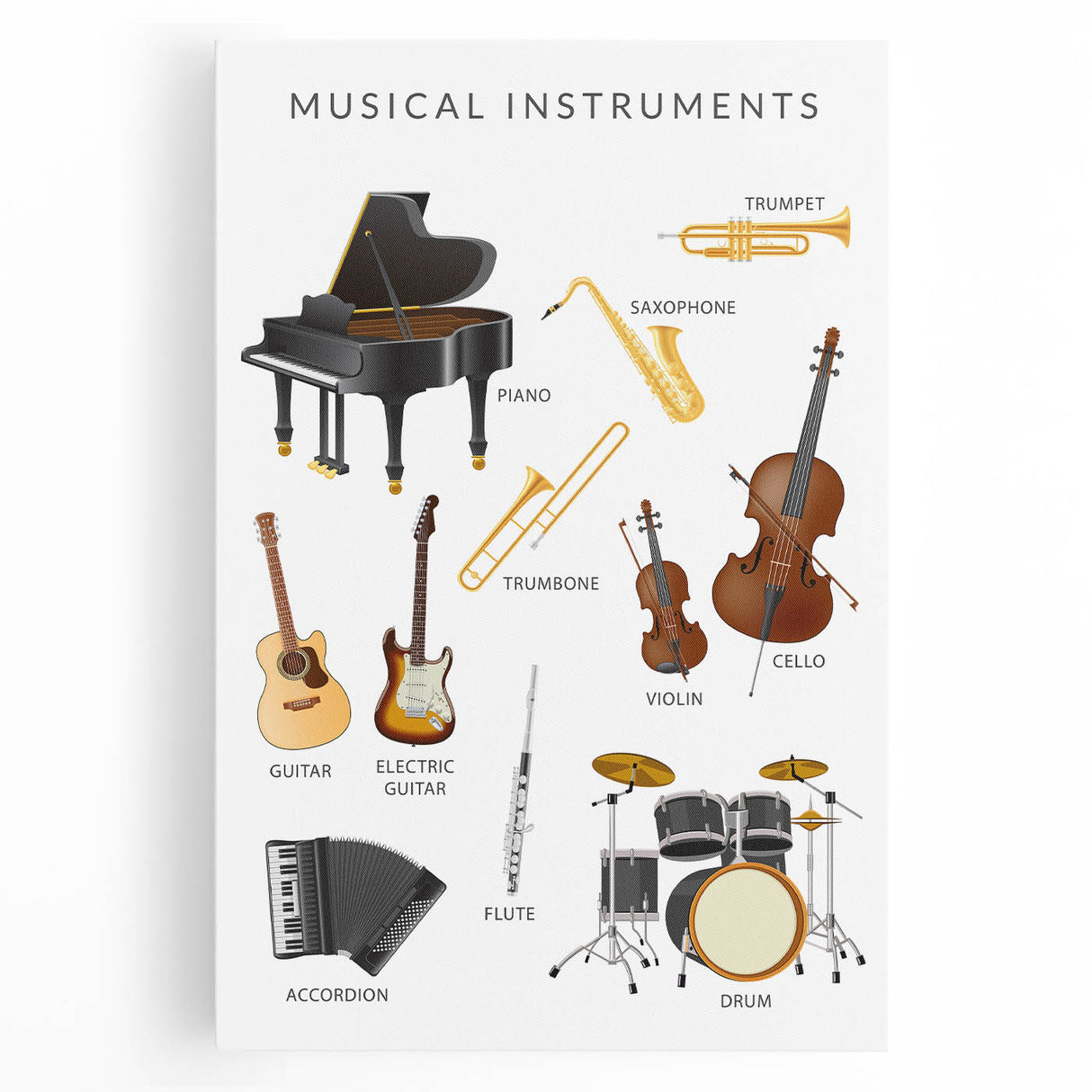 Musical Instruments Educational Wall Art - Kids' Learning Poster