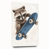 Acrylic Nursery Art – Raccoon Skateboard Kids Room Wall Print