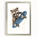 Acrylic Nursery Art – Raccoon Skateboard Kids Room Wall Print