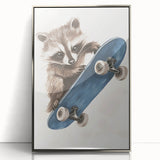 Acrylic Nursery Art – Raccoon Skateboard Kids Room Wall Print