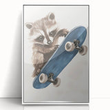 Acrylic Nursery Art – Raccoon Skateboard Kids Room Wall Print