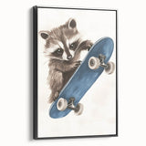 Acrylic Nursery Art – Raccoon Skateboard Kids Room Wall Print