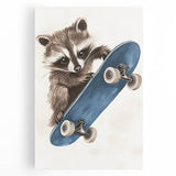 Acrylic Nursery Art – Raccoon Skateboard Kids Room Wall Print