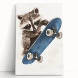 Acrylic Nursery Art – Raccoon Skateboard Kids Room Wall Print