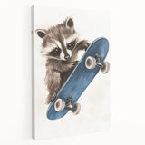 Acrylic Nursery Art – Raccoon Skateboard Kids Room Wall Print