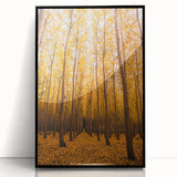 Large abstract wall art featuring fall-inspired hues on acrylic in a black frame, ideal for modern living room decor.