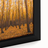Framed canvas featuring a textured, black wall art with colorful, abstract fall motifs, ideal for living room decor.