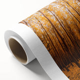 Art deco poster featuring a stylized autumn tree in orange and brown hues on rolled canvas, suitable for nursery wall art.