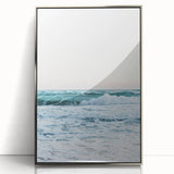 Mid-century modernist art depicting summer season in vibrant colors on a silver-framed acrylic, ideal for nursery wall art.