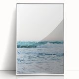 Art deco poster featuring a stylized summer scene in pastel shades, framed in white acrylic, ideal for nursery wall art.