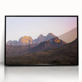 Framed acrylic artwork showcasing a stunning landscape of cliffs in vibrant colors, featuring a sleek black frame, ideal for enhancing modern home decor.