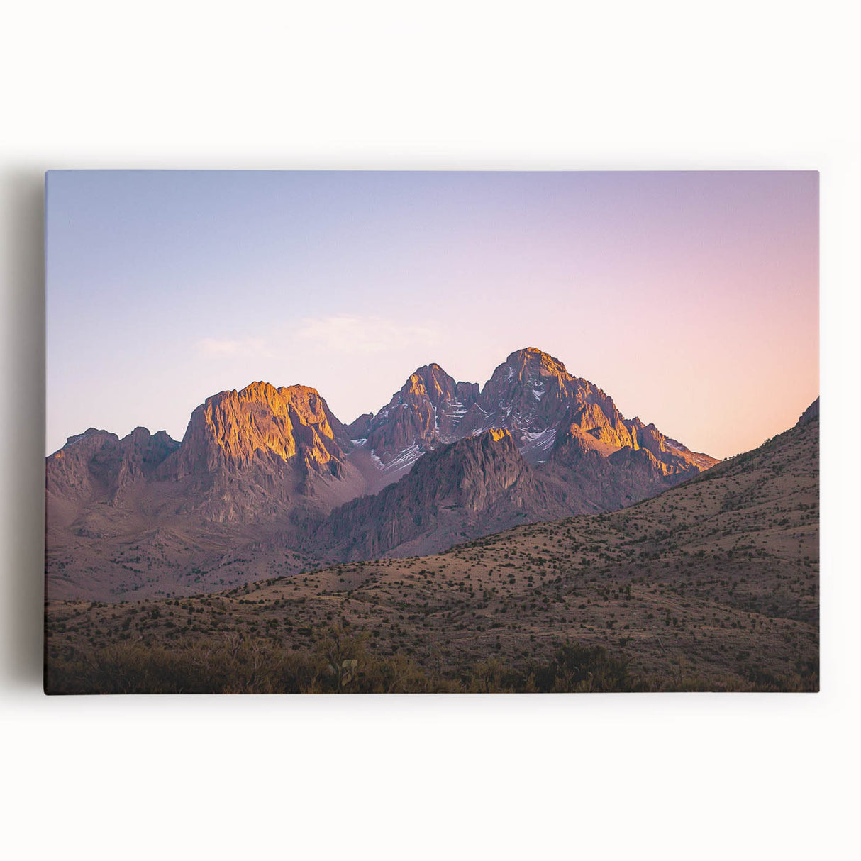 Vibrant stretched canvas artwork showcasing dramatic cliffs and a serene landscape, perfect for home decor. Ideal for nature lovers and artistic spaces.