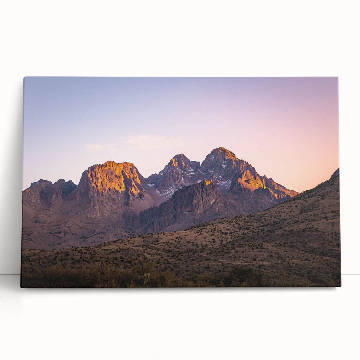 Stretched canvas artwork depicting a dramatic cliff landscape, featuring vibrant colors and intricate details, perfect for enhancing modern home decor.