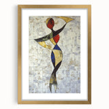 Abstract figurative art frame featuring a gold mat, showcasing intricate designs in a modern style, ideal for enhancing contemporary home decor.