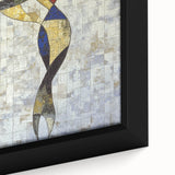 Close-up of an abstract figurative framed canvas art piece showcasing vibrant colors and intricate details, perfect for modern home decor and artistic expression.
