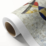 Abstract figurative artwork on a rolled canvas showcasing vibrant colors and dynamic shapes, elegantly packaged in a protective cardboard tube for safe delivery. Perfect for adding a contemporary touch to any room.